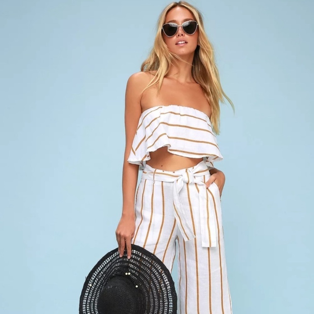 NEW Faithfull Solana Linen Crop Top Thomson Stripe Size US 2 / XS